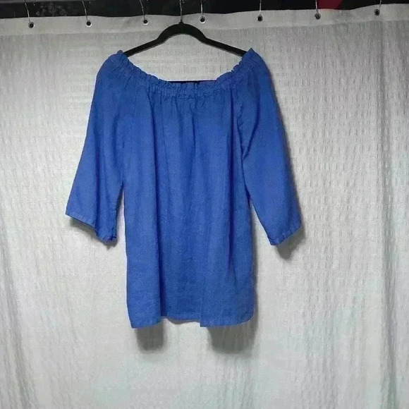 Heaven 3/4 sleeve pullover 💯 Linen Top. Ladies size Xl. - Picture 2 of 6